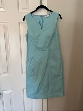 Boden Sleeveless Helens Aqua Sheath Chino Dress 6L